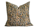 Designer "Portland" Paisley Pillow Cover //Blue Yellow Green Pillow Cover // Modern Farmhouse // Floral Block Pillows